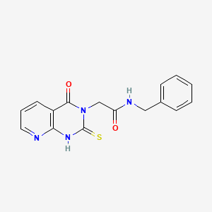 molecular formula C16H14N4O2S B2965365 N-苄基-2-(4-氧代-2-硫代亚甲基-1H-吡啶并[2,3-d]嘧啶-3-基)乙酰胺 CAS No. 688793-60-4