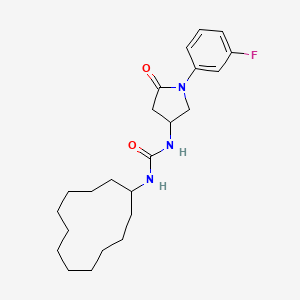 molecular formula C23H34FN3O2 B2965366 1-Cyclododecyl-3-(1-(3-fluorophenyl)-5-oxopyrrolidin-3-yl)urea CAS No. 894027-36-2
