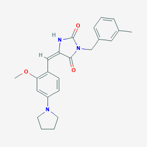 molecular formula C23H25N3O3 B296537 5-[2-Methoxy-4-(1-pyrrolidinyl)benzylidene]-3-(3-methylbenzyl)-2,4-imidazolidinedione 