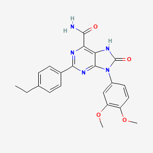 molecular formula C22H21N5O4 B2965373 9-(3,4-dimethoxyphenyl)-2-(4-ethylphenyl)-8-oxo-8,9-dihydro-7H-purine-6-carboxamide CAS No. 898447-19-3
