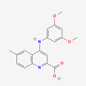 molecular formula C19H18N2O4 B2965374 4-[(3,5-二甲氧基苯基)氨基]-6-甲基喹啉-2-羧酸 CAS No. 1031956-76-9