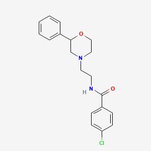 molecular formula C19H21ClN2O2 B2965378 4-chloro-N-(2-(2-phenylmorpholino)ethyl)benzamide CAS No. 954081-28-8