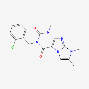 molecular formula C17H16ClN5O2 B2965379 3-(2-chlorobenzyl)-1,7,8-trimethyl-1H-imidazo[2,1-f]purine-2,4(3H,8H)-dione CAS No. 887461-53-2