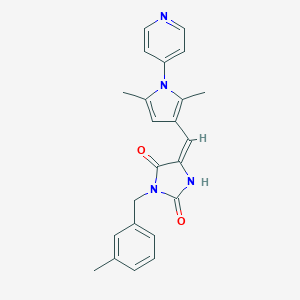 molecular formula C23H22N4O2 B296539 5-{[2,5-dimethyl-1-(4-pyridinyl)-1H-pyrrol-3-yl]methylene}-3-(3-methylbenzyl)-2,4-imidazolidinedione 