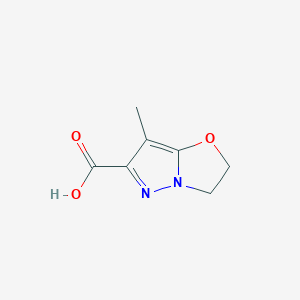 molecular formula C7H8N2O3 B2965393 7-甲基-2,3-二氢吡唑并[5,1-b]恶唑-6-羧酸 CAS No. 1239844-56-4