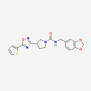 N-(benzo[d][1,3]dioxol-5-ylmethyl)-3-(5-(thiophen-2-yl)-1,2,4-oxadiazol-3-yl)pyrrolidine-1-carboxamide