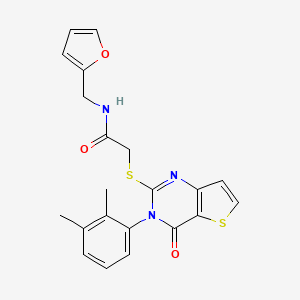 molecular formula C21H19N3O3S2 B2965395 2-{[3-(2,3-dimethylphenyl)-4-oxo-3,4-dihydrothieno[3,2-d]pyrimidin-2-yl]sulfanyl}-N-(furan-2-ylmethyl)acetamide CAS No. 1291864-17-9