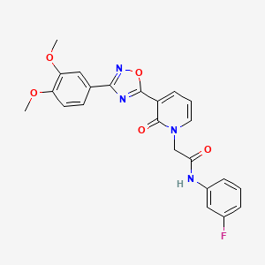 molecular formula C23H19FN4O5 B2965422 2-(3-(3-(3,4-二甲氧基苯基)-1,2,4-恶二唑-5-基)-2-氧代吡啶-1(2H)-基)-N-(3-氟苯基)乙酰胺 CAS No. 1105201-70-4