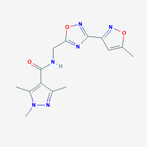 1,3,5-trimethyl-N-((3-(5-methylisoxazol-3-yl)-1,2,4-oxadiazol-5-yl)methyl)-1H-pyrazole-4-carboxamide
