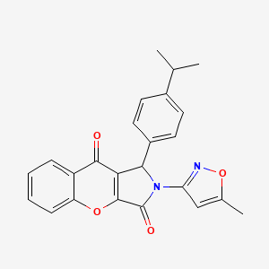 molecular formula C24H20N2O4 B2965443 1-(4-Isopropylphenyl)-2-(5-methylisoxazol-3-yl)-1,2-dihydrochromeno[2,3-c]pyrrole-3,9-dione CAS No. 874395-37-6
