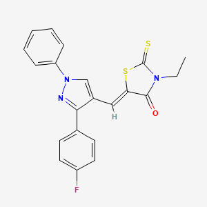 molecular formula C21H16FN3OS2 B2965451 3-Ethyl-5-[[3-(4-fluorophenyl)-1-phenyl-1H-pyrazol-4-yl]methylene]-2-thioxo-4-thiazolidinone CAS No. 302938-07-4