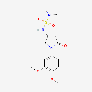 molecular formula C14H21N3O5S B2965461 1-(3,4-二甲氧基苯基)-4-(二甲基氨磺酰氨基)-2-氧代吡咯烷 CAS No. 896318-34-6