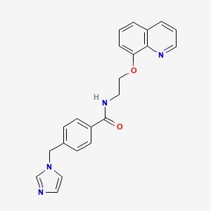 molecular formula C22H20N4O2 B2965465 4-((1H-imidazol-1-yl)methyl)-N-(2-(quinolin-8-yloxy)ethyl)benzamide CAS No. 1207055-53-5