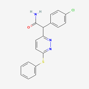 molecular formula C18H14ClN3OS B2965470 2-(4-Chlorophenyl)-2-[6-(phenylsulfanyl)-3-pyridazinyl]acetamide CAS No. 303997-45-7