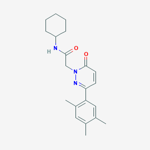molecular formula C21H27N3O2 B2965472 N-cyclohexyl-2-[6-oxo-3-(2,4,5-trimethylphenyl)pyridazin-1-yl]acetamide CAS No. 941883-74-5