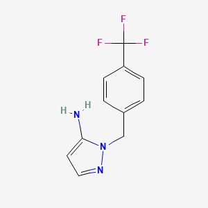 molecular formula C11H10F3N3 B2965474 2-[[4-(Trifluoromethyl)phenyl]methyl]pyrazol-3-amine CAS No. 956438-49-6