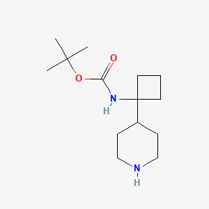 molecular formula C14H26N2O2 B2965481 tert-Butyl (1-(piperidin-4-yl)cyclobutyl)carbamate CAS No. 1889977-57-4