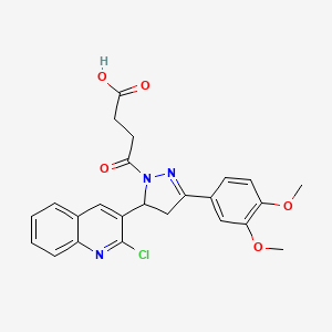molecular formula C24H22ClN3O5 B2965486 4-[5-(2-chloroquinolin-3-yl)-3-(3,4-dimethoxyphenyl)-4,5-dihydro-1H-pyrazol-1-yl]-4-oxobutanoic acid CAS No. 333750-07-5