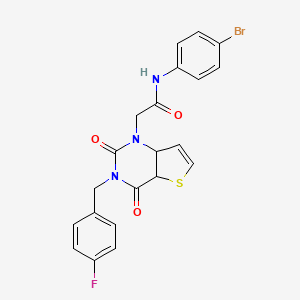 molecular formula C21H15BrFN3O3S B2965492 N-(4-溴苯基)-2-{3-[(4-氟苯基)甲基]-2,4-二氧代-1H,2H,3H,4H-噻吩并[3,2-d]嘧啶-1-基}乙酰胺 CAS No. 1252911-38-8