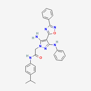 2-(5-amino-4-(3-phenyl-1,2,4-oxadiazol-5-yl)-3-(phenylamino)-1H-pyrazol-1-yl)-N-(4-isopropylphenyl)acetamide