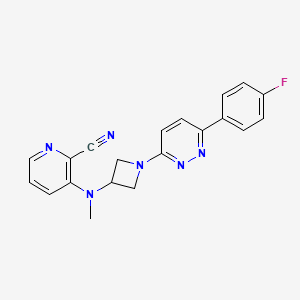 molecular formula C20H17FN6 B2965506 3-[[1-[6-(4-Fluorophenyl)pyridazin-3-yl]azetidin-3-yl]-methylamino]pyridine-2-carbonitrile CAS No. 2415541-18-1