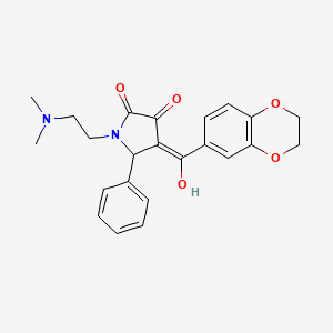 molecular formula C23H24N2O5 B2965508 4-(2,3-dihydrobenzo[b][1,4]dioxine-6-carbonyl)-1-(2-(dimethylamino)ethyl)-3-hydroxy-5-phenyl-1H-pyrrol-2(5H)-one CAS No. 618424-85-4