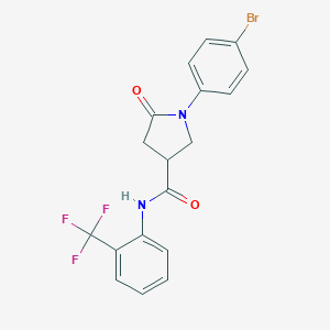 molecular formula C18H14BrF3N2O2 B296551 1-(4-bromophenyl)-5-oxo-N-[2-(trifluoromethyl)phenyl]-3-pyrrolidinecarboxamide 
