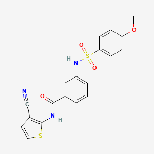 molecular formula C19H15N3O4S2 B2965511 N-(3-氰基噻吩-2-基)-3-[(4-甲氧基苯基)磺酰氨基]苯甲酰胺 CAS No. 898441-28-6