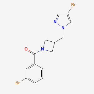 molecular formula C14H13Br2N3O B2965513 4-bromo-1-{[1-(3-bromobenzoyl)azetidin-3-yl]methyl}-1H-pyrazole CAS No. 2415500-25-1
