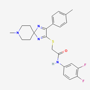 molecular formula C23H24F2N4OS B2965519 N-(3,4-二氟苯基)-2-((8-甲基-3-(对甲苯基)-1,4,8-三氮杂螺[4.5]癸-1,3-二烯-2-基)硫代)乙酰胺 CAS No. 1223821-89-3