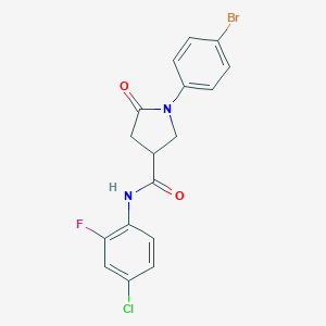 molecular formula C17H13BrClFN2O2 B296552 1-(4-bromophenyl)-N-(4-chloro-2-fluorophenyl)-5-oxopyrrolidine-3-carboxamide 