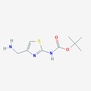 molecular formula C9H15N3O2S B2965523 Tert-butyl (4-(aminomethyl)thiazol-2-yl)carbamate CAS No. 1211535-27-1