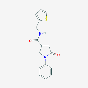 molecular formula C16H16N2O2S B296553 5-oxo-1-phenyl-N-(thiophen-2-ylmethyl)pyrrolidine-3-carboxamide 