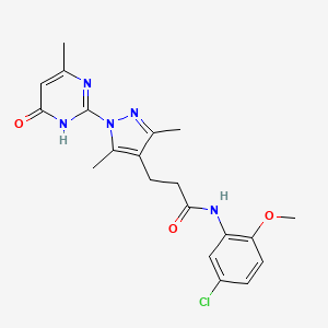 N-(5-chloro-2-methoxyphenyl)-3-(3,5-dimethyl-1-(4-methyl-6-oxo-1,6-dihydropyrimidin-2-yl)-1H-pyrazol-4-yl)propanamide