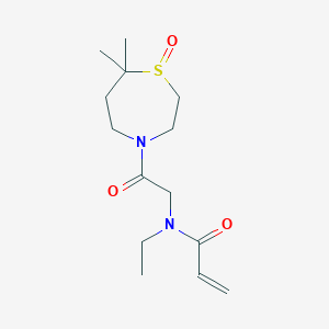molecular formula C14H24N2O3S B2965541 N-[2-(7,7-Dimethyl-1-oxo-1,4-thiazepan-4-yl)-2-oxoethyl]-N-ethylprop-2-enamide CAS No. 2361860-44-6