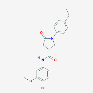molecular formula C20H21BrN2O3 B296555 N-(4-bromo-3-methoxyphenyl)-1-(4-ethylphenyl)-5-oxo-3-pyrrolidinecarboxamide 