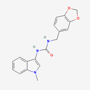 molecular formula C18H17N3O3 B2965553 1-(benzo[d][1,3]dioxol-5-ylmethyl)-3-(1-methyl-1H-indol-3-yl)urea CAS No. 899753-60-7