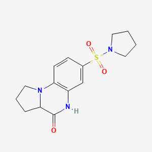 molecular formula C15H19N3O3S B2965562 7-(1-吡咯烷基磺酰基)-1,2,3,3a-四氢吡咯并[1,2-a]喹喔啉-4(5H)-酮 CAS No. 1164124-56-4