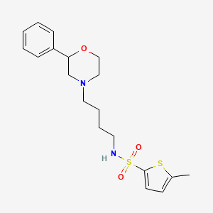 molecular formula C19H26N2O3S2 B2965567 5-methyl-N-(4-(2-phenylmorpholino)butyl)thiophene-2-sulfonamide CAS No. 953940-15-3