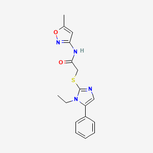 molecular formula C17H18N4O2S B2965569 2-((1-ethyl-5-phenyl-1H-imidazol-2-yl)thio)-N-(5-methylisoxazol-3-yl)acetamide CAS No. 924177-20-8