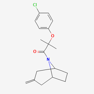 molecular formula C18H22ClNO2 B2965571 2-(4-chlorophenoxy)-2-methyl-1-((1R,5S)-3-methylene-8-azabicyclo[3.2.1]octan-8-yl)propan-1-one CAS No. 2310098-56-5