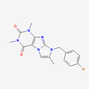molecular formula C17H16BrN5O2 B2965582 6-[(4-溴苯基)甲基]-2,4,7-三甲基嘌呤[7,8-a]咪唑-1,3-二酮 CAS No. 878735-21-8