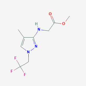 molecular formula C9H12F3N3O2 B2965587 Methyl 2-[[4-methyl-1-(2,2,2-trifluoroethyl)pyrazol-3-yl]amino]acetate CAS No. 2247207-40-3