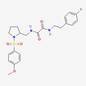 molecular formula C22H26FN3O5S B2965588 N1-(4-氟苯乙基)-N2-((1-((4-甲氧基苯基)磺酰基)吡咯烷-2-基)甲基)草酰胺 CAS No. 896288-08-7