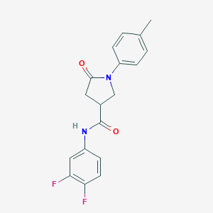 molecular formula C18H16F2N2O2 B296559 N-(3,4-difluorophenyl)-1-(4-methylphenyl)-5-oxopyrrolidine-3-carboxamide 