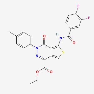 molecular formula C23H17F2N3O4S B2965591 5-(3,4-二氟苯甲酰胺基)-4-氧代-3-(对甲苯基)-3,4-二氢噻吩并[3,4-d]哒嗪-1-羧酸乙酯 CAS No. 851948-33-9