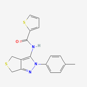 molecular formula C17H15N3OS2 B2965592 N-[2-(4-methylphenyl)-4,6-dihydrothieno[3,4-c]pyrazol-3-yl]thiophene-2-carboxamide CAS No. 361172-71-6