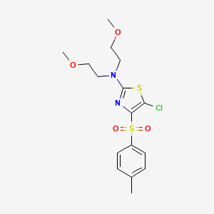 molecular formula C16H21ClN2O4S2 B2965593 5-氯-N,N-双(2-甲氧基乙基)-4-甲苯磺酰噻唑-2-胺 CAS No. 519150-41-5