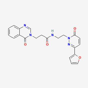 molecular formula C21H19N5O4 B2965596 N-(2-(3-(呋喃-2-基)-6-氧代嘧啶-1(6H)-基)乙基)-3-(4-氧代喹唑啉-3(4H)-基)丙酰胺 CAS No. 1207040-35-4
