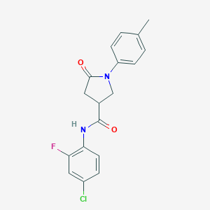 molecular formula C18H16ClFN2O2 B296560 N-(4-chloro-2-fluorophenyl)-1-(4-methylphenyl)-5-oxopyrrolidine-3-carboxamide 